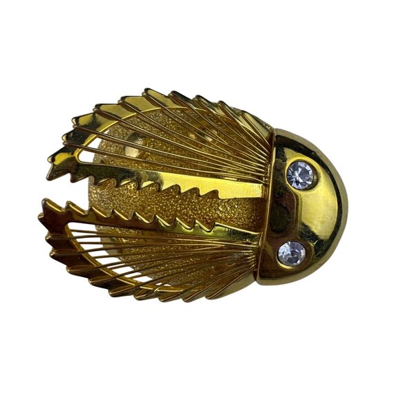 Monet Womens Gold Tone Beetle Crystal Pin Brooch Jewelry - Picture 2 of 4